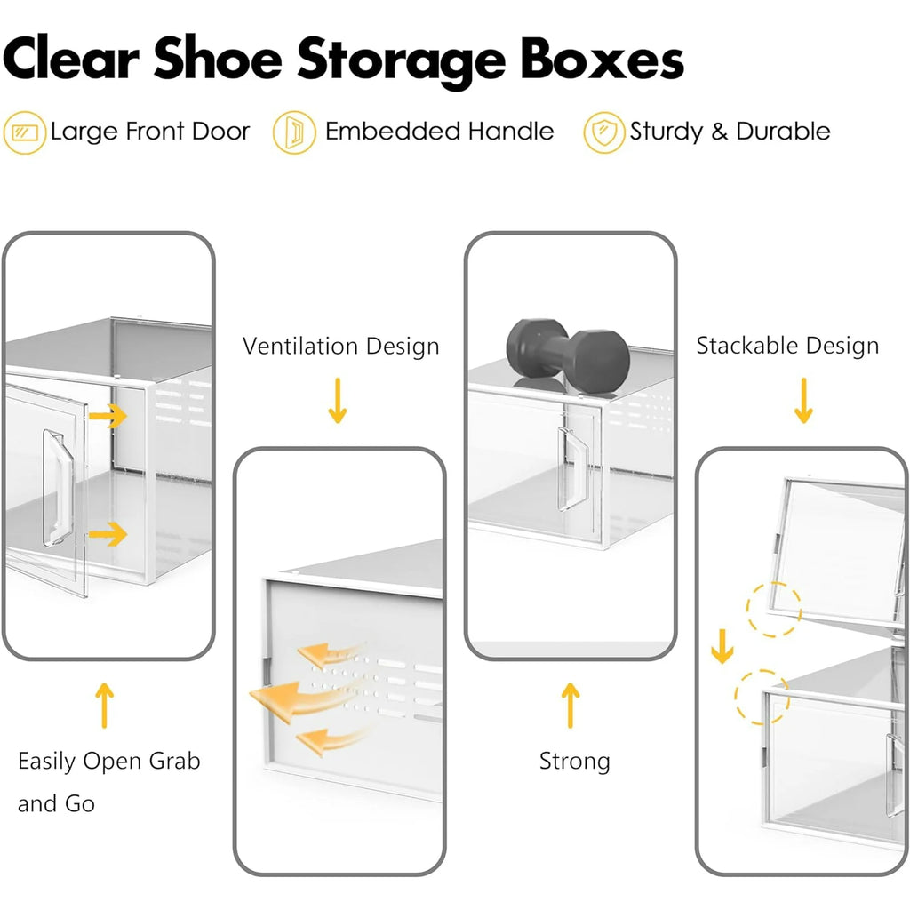 Shoe Storage Box 12 Pack Stackable Breathable k7