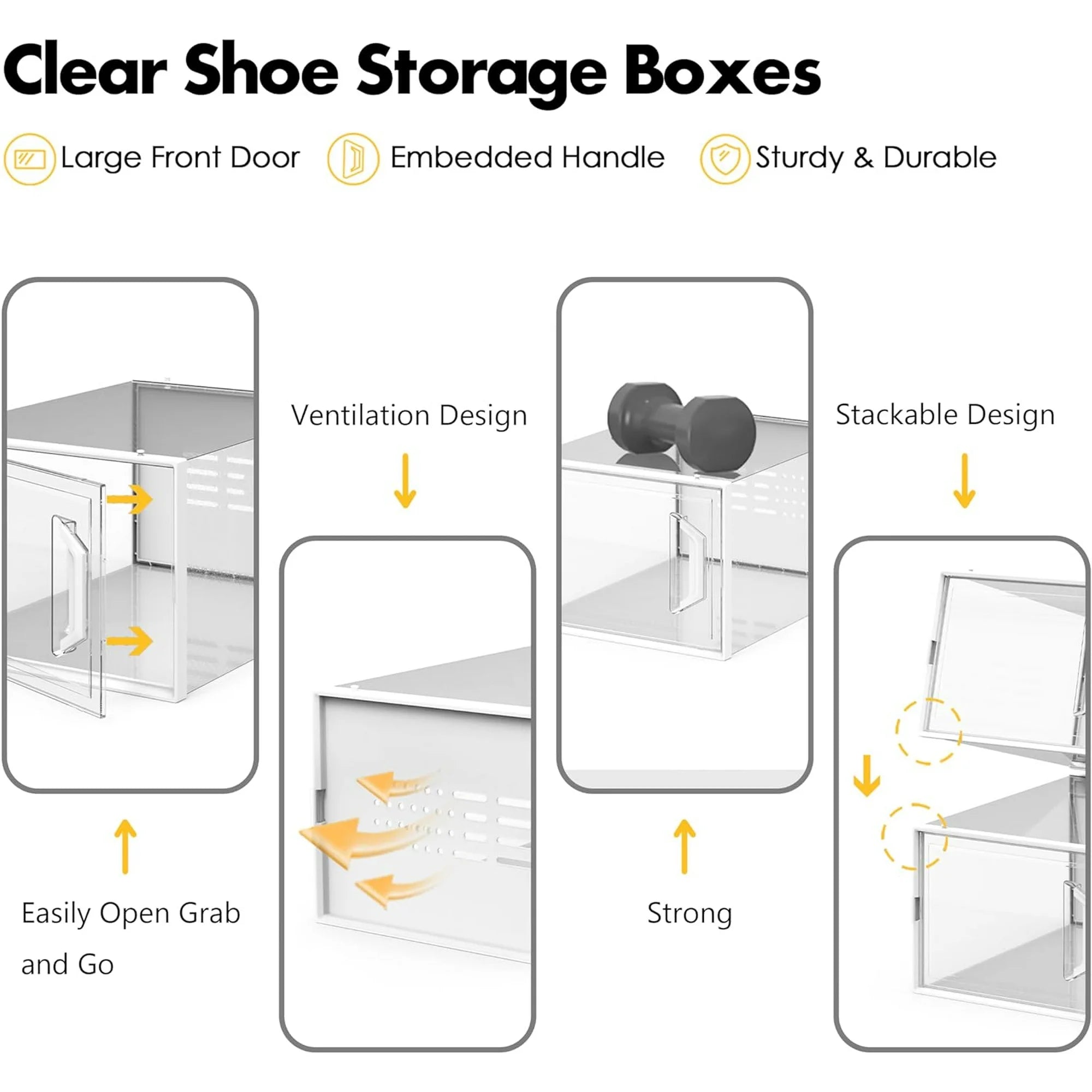 Shoe Storage Box 12 Pack Stackable Breathable k7