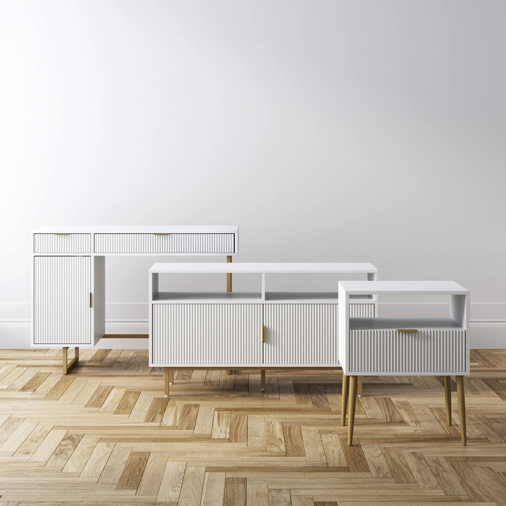White Modern Computer Desk with Drawers and Cabinet Storage a7k