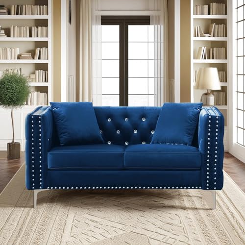 Velvet Loveseat Sofa for Living Room 59 Inch Modern Upholstered Cloud Couch a7