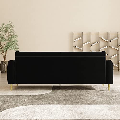 85 in 3-Seat Velvet Couch with Solid Wood Frame and Pillows 7k