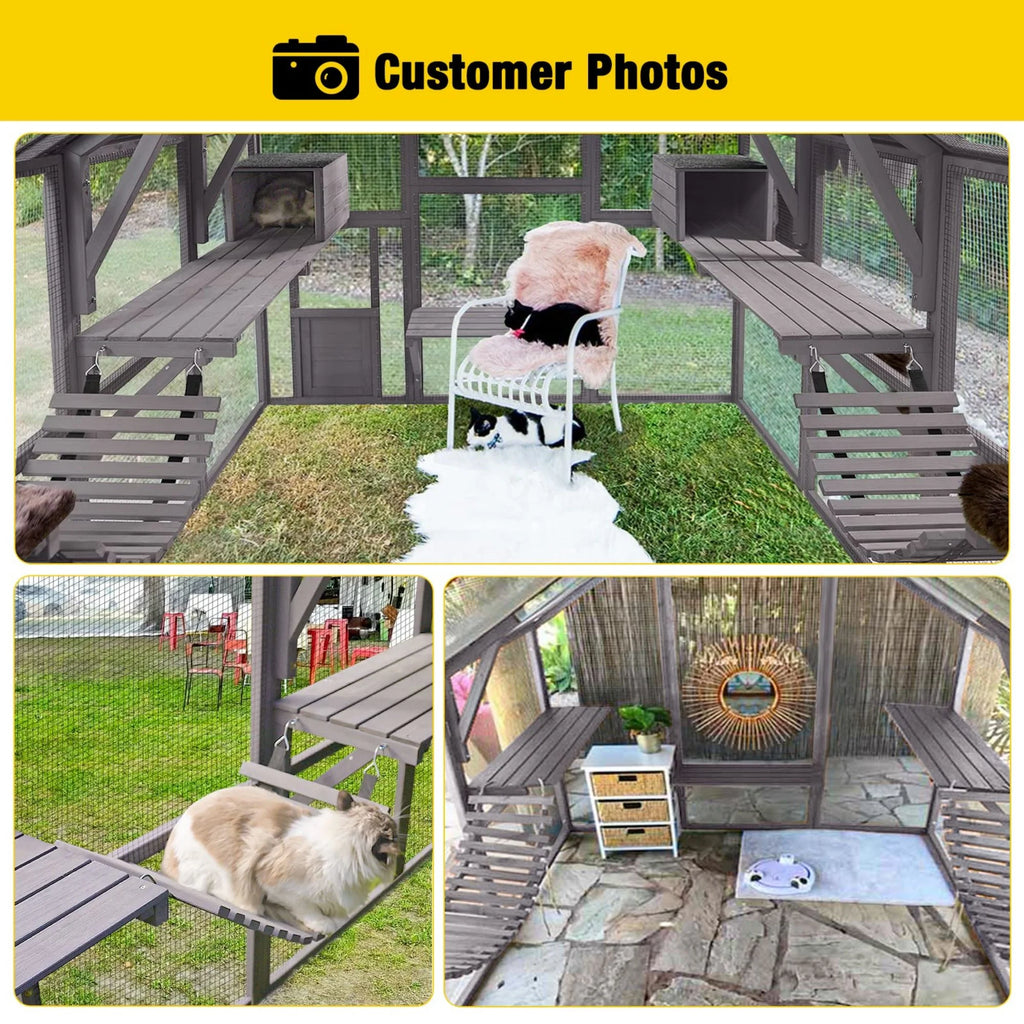 Outdoor Catio Enclosure with Bridges and Platforms f7