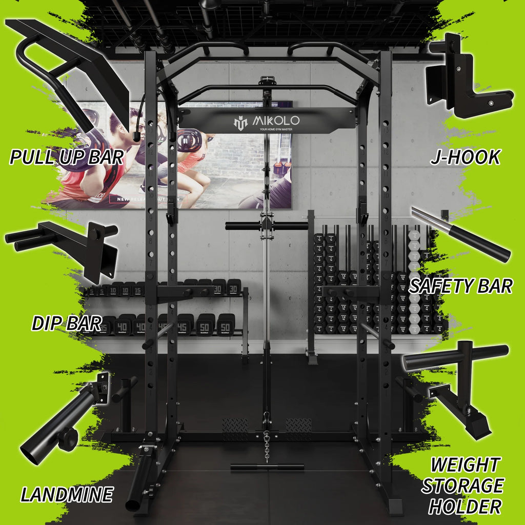 Power Rack Cage with Lat Pulldown System 1200LBS Capacity k7
