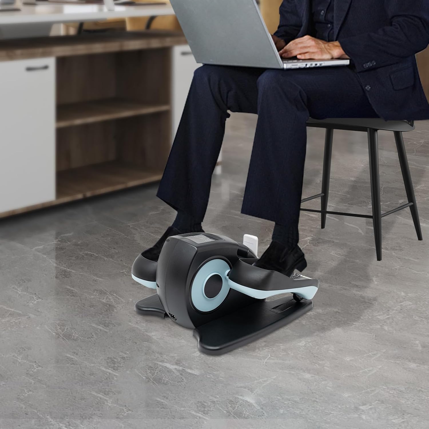 Under Desk Elliptical Pedal Exerciser for Seniors Rehab with Remote q7k