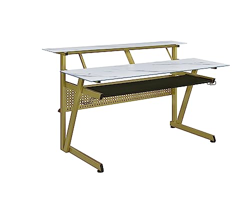 Tempered Glass Music Studio Workstation with 4U Rack Black k7