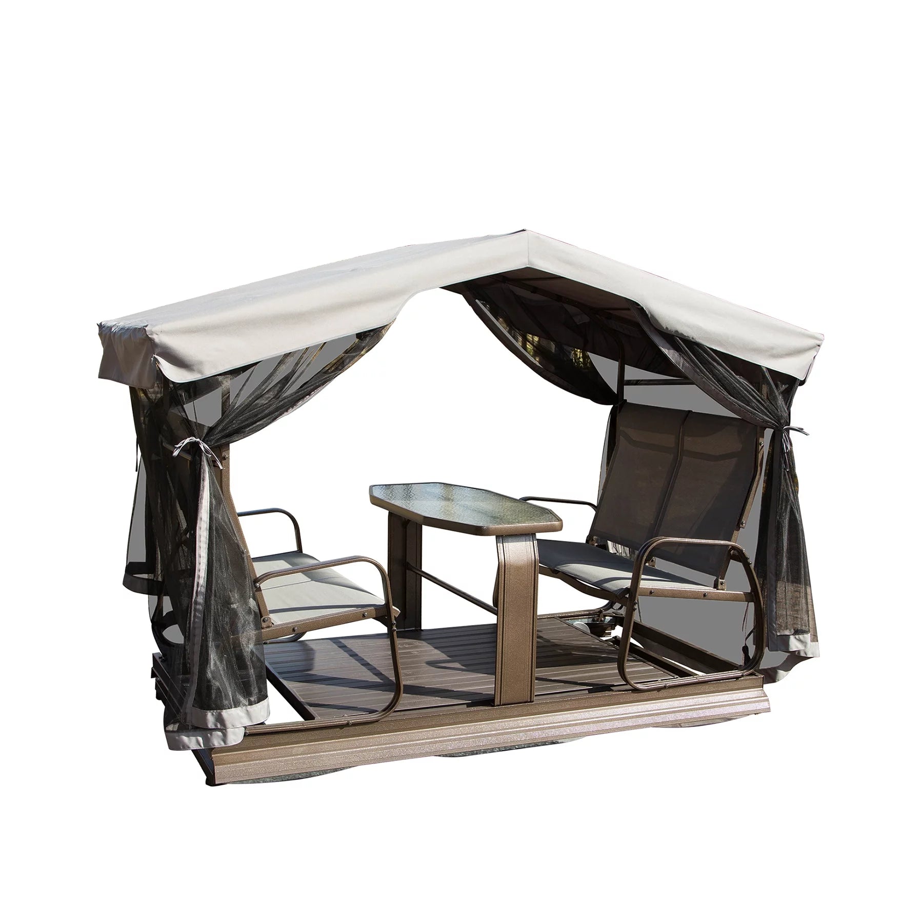 Outdoor Glider Bench with Canopy, Metal Frame, Patio Swing Chair a7k