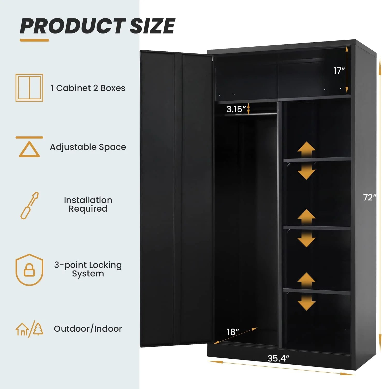 Metal Storage Cabinet with Locking Door and Shelves Black k7p
