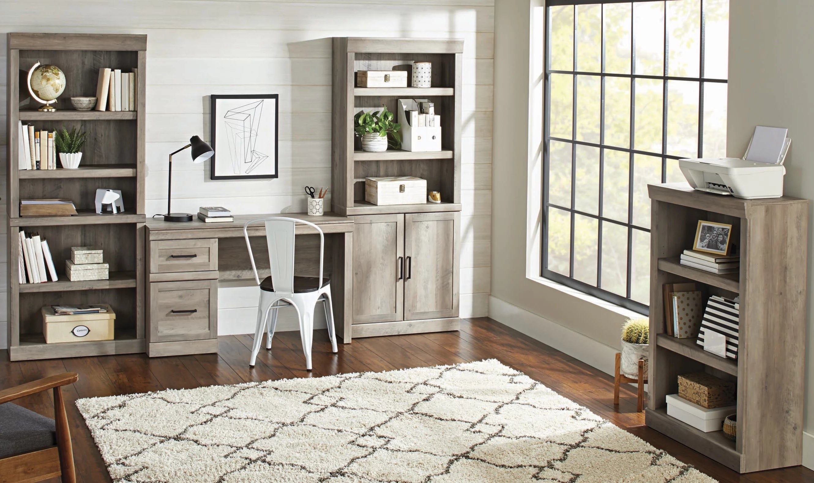Bookcase 5 Shelf Rustic Gray a7