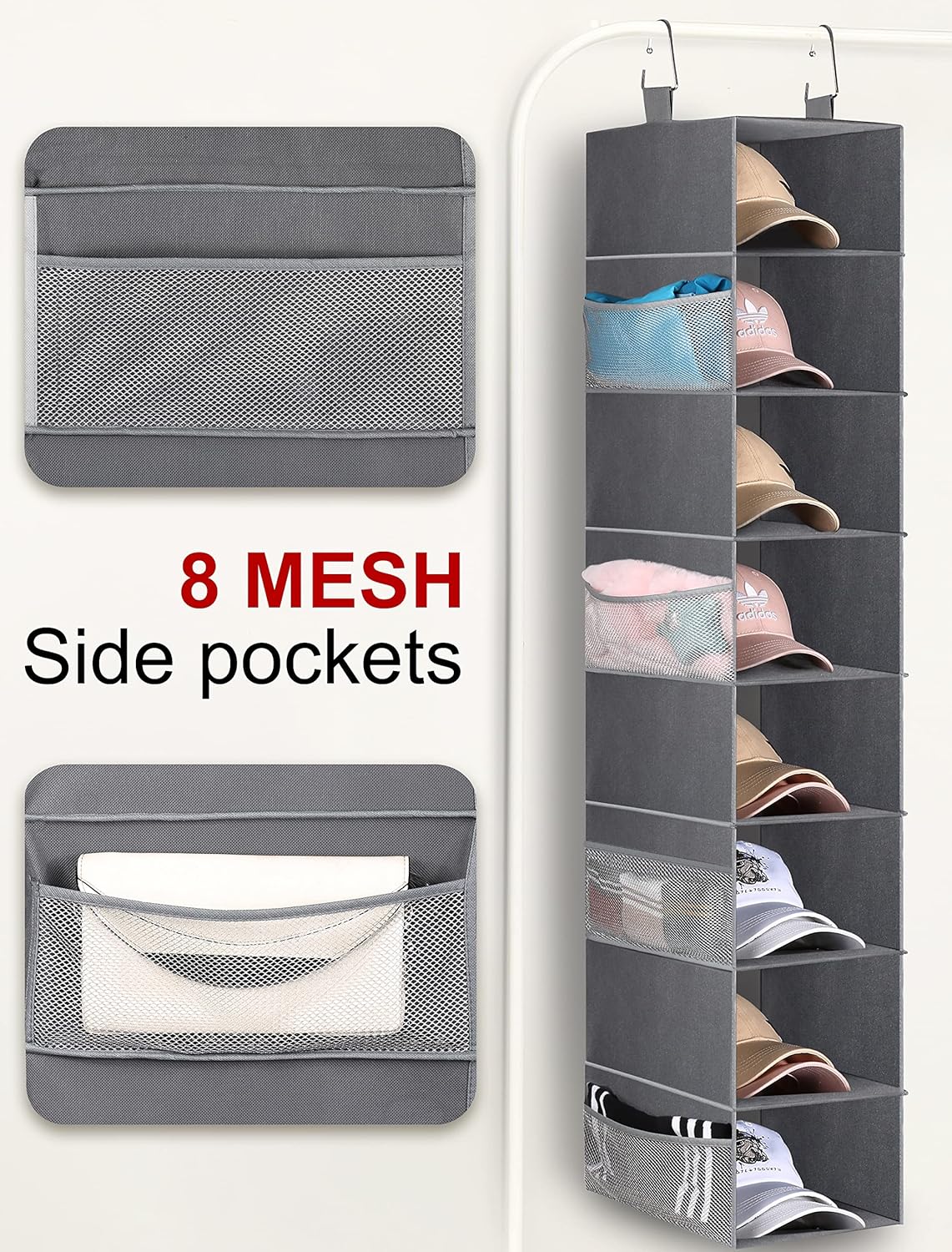 3-Tier Long Shoe Rack with 8-Shelf Hanging Organizer k7
