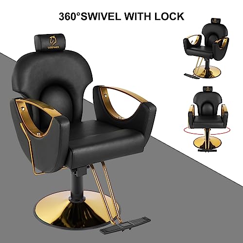 Reclining Barber Salon Chair Height Adjustable Hydraulic Pink k7m