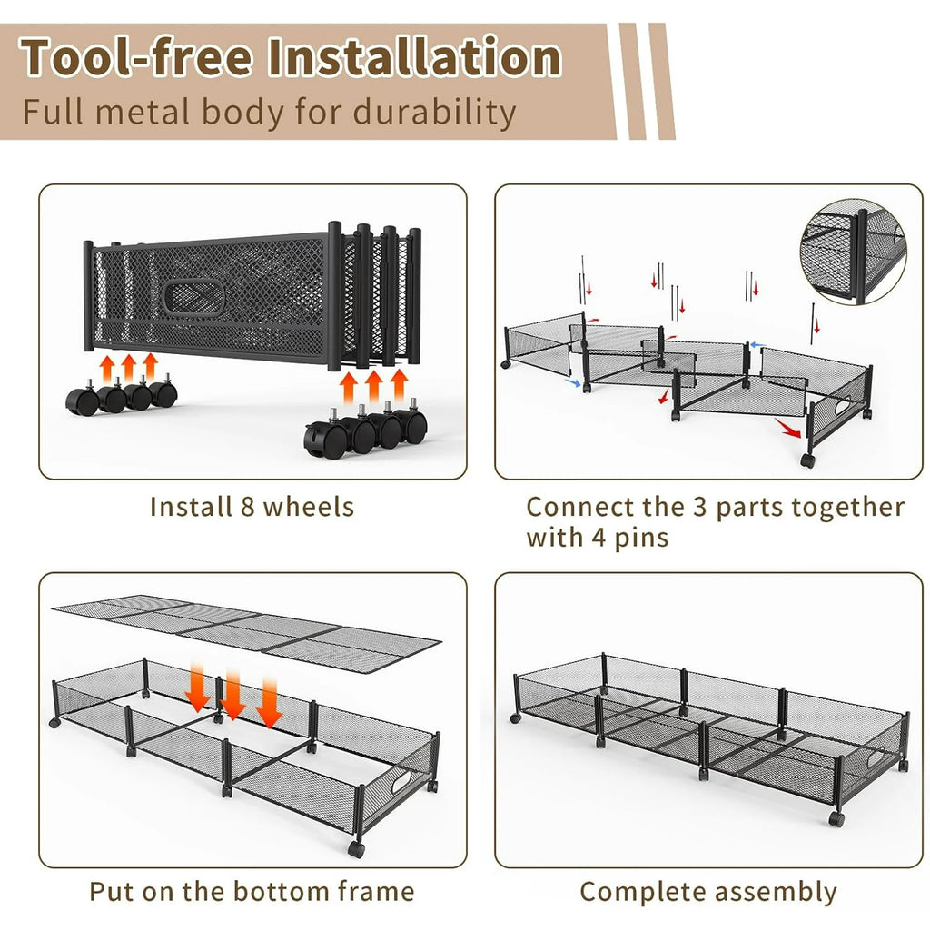 Under Bed Storage on Wheels with Large Capacity Foldable Drawers k7p