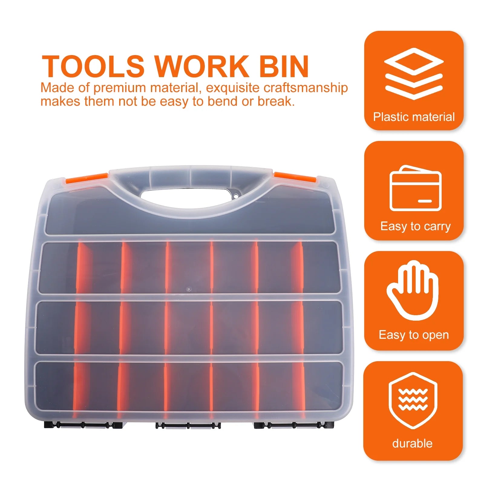 Screw Tool Organizer with Removable Dividers, Impact Resistant Storage Bins k7x