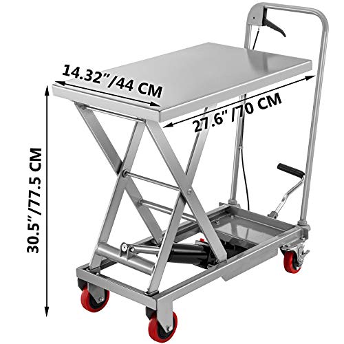 Hydraulic Scissor Lift Cart 500LBS Capacity 28.5in Height a7