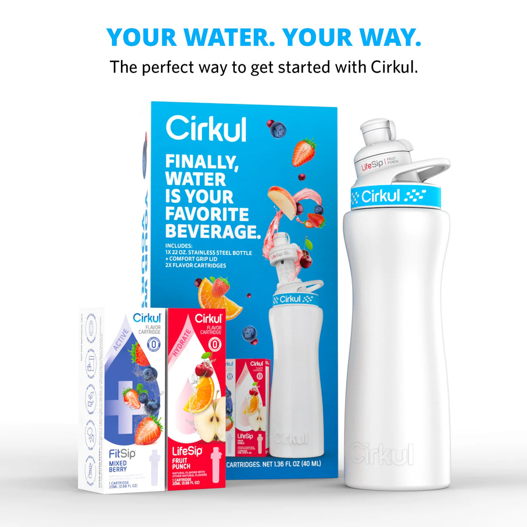 Stainless Steel Water Bottle Starter Kit with 2 Flavor Cartridges a7