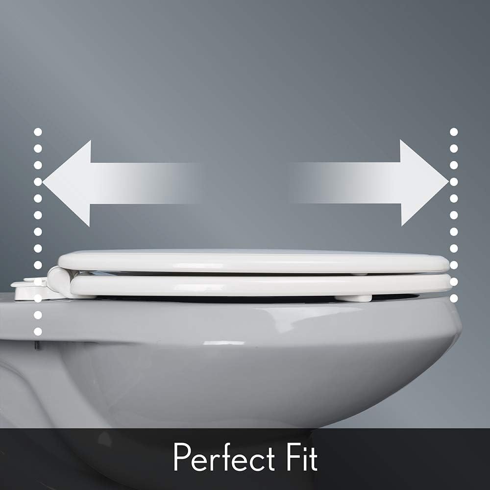 Toilet Seat with Brushed Nickel Hinges Slow Close Elongated Biscuit Linen k7