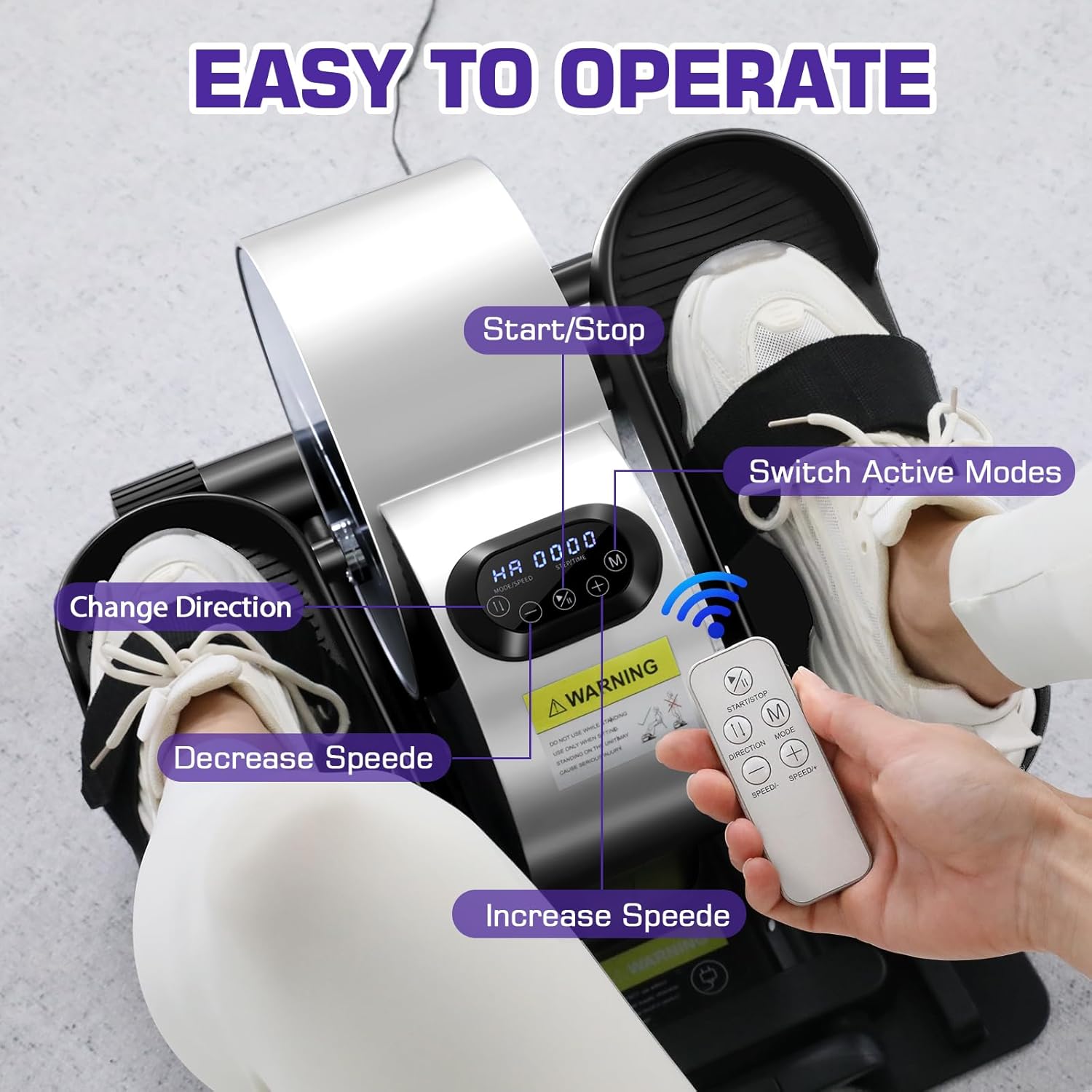 Under Desk Elliptical Pedal Exerciser with Remote and App Control, LCD Display a7