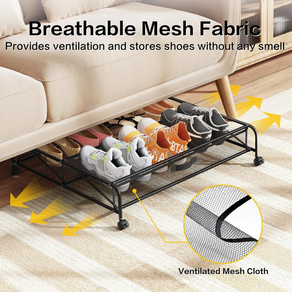 Under Bed Shoe Storage Organizer with Wheels 2 Pack a7