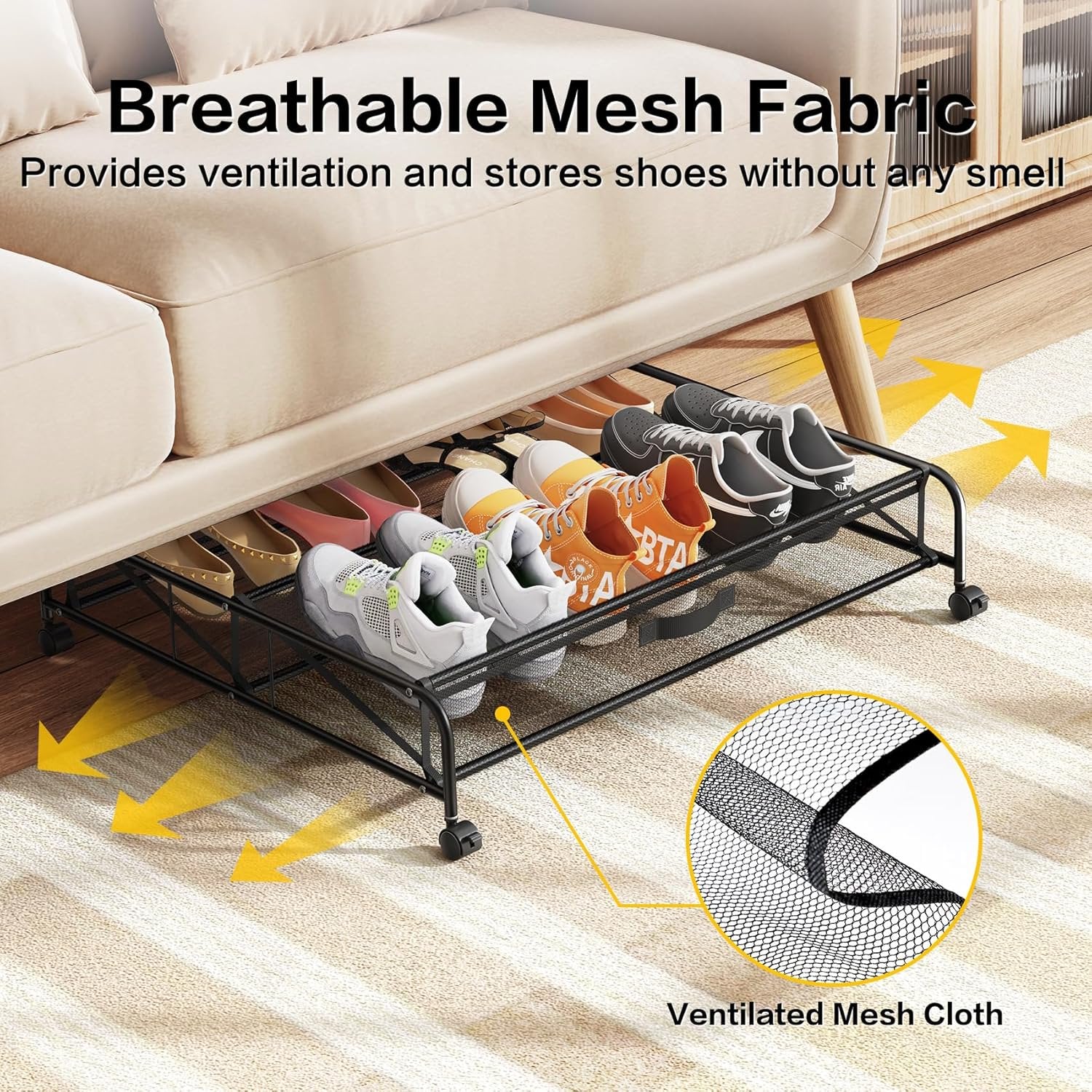 Under Bed Shoe Storage Organizer with Wheels 2 Pack a7