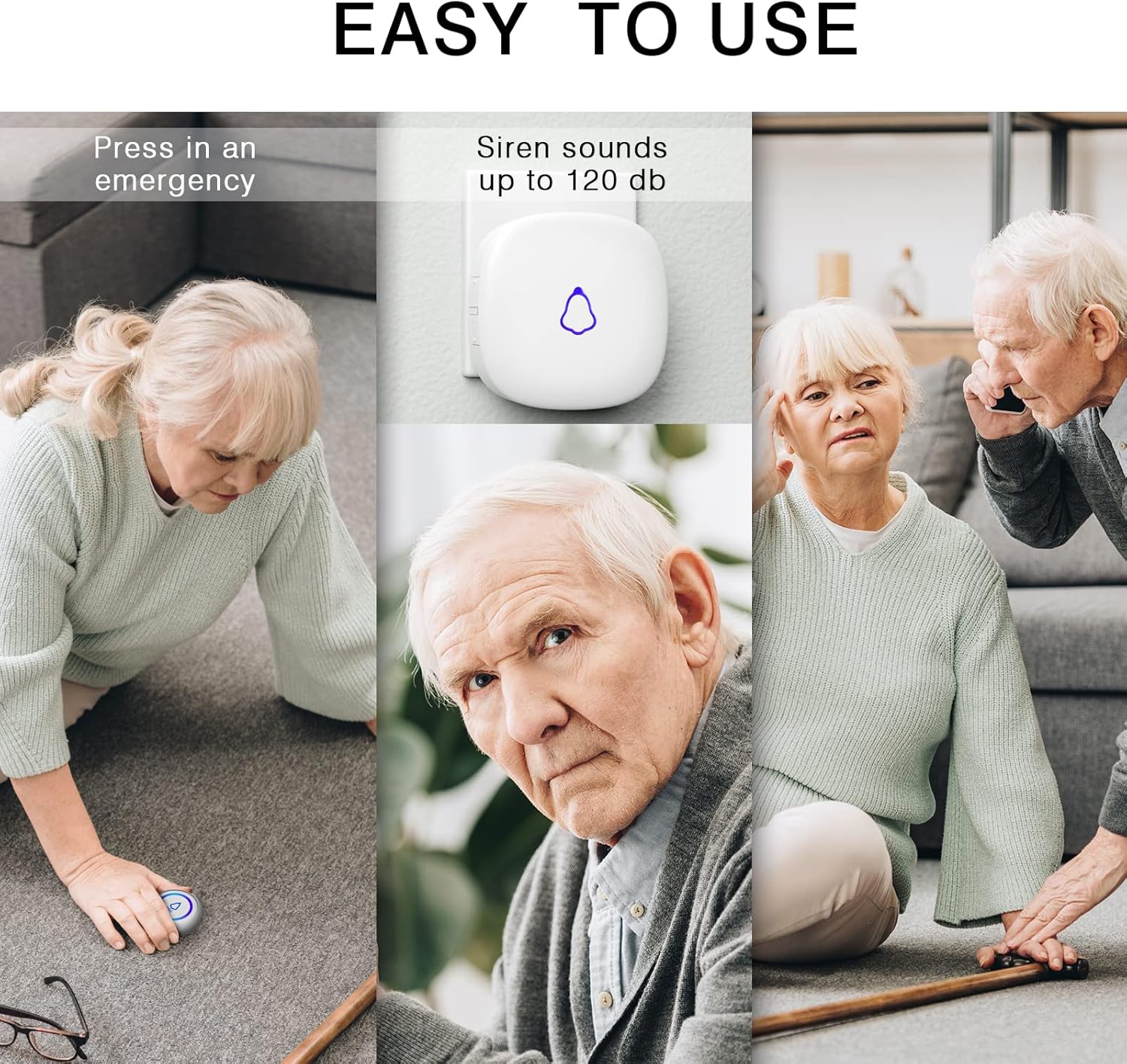 Wireless Caregiver Pager with 3 Call Buttons and 3 Receivers for Seniors k7