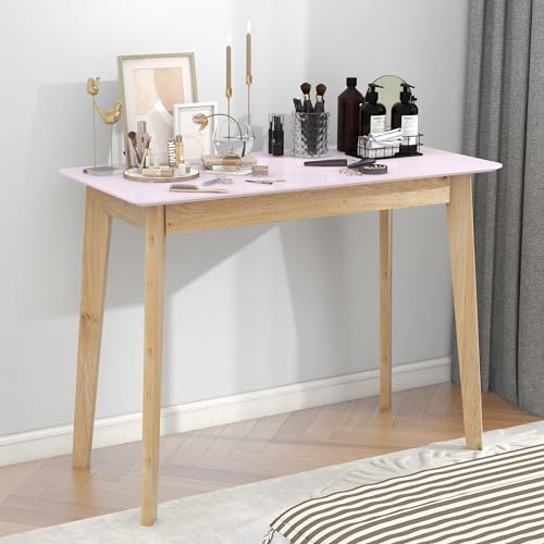 Pink Vanity Desk with Rubber Wood Legs 39 Inch k7m