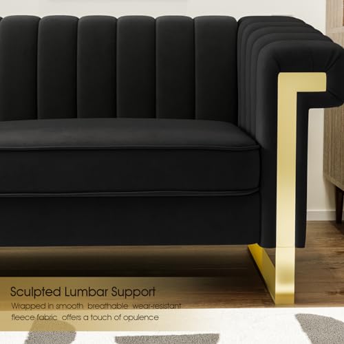Modern Velvet 3-Seater Tufted Sofa Solid Wood Frame a7