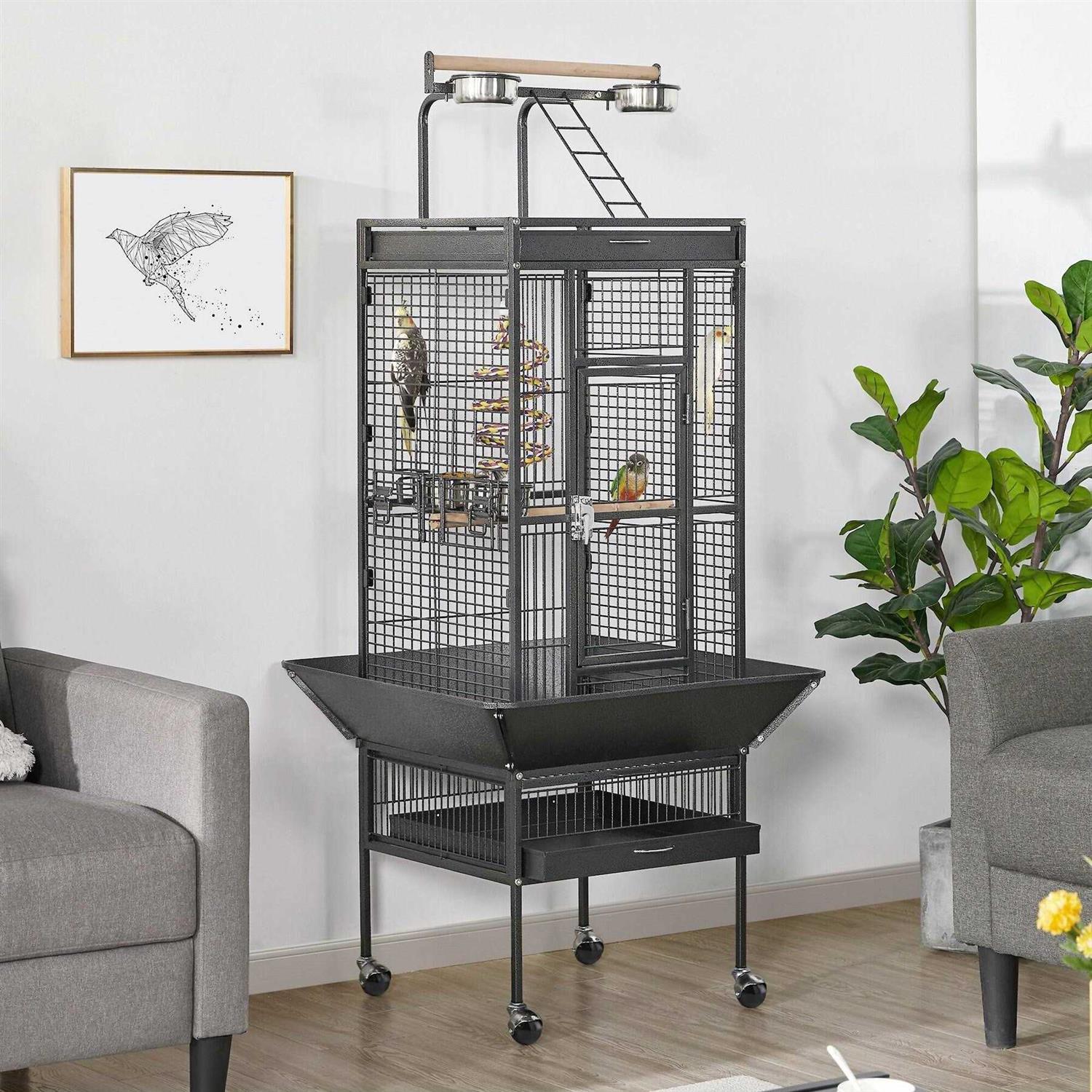 Yaheetech 61-in Rolling Parrot Cage &amp; Playtop - Pet Supplies online store