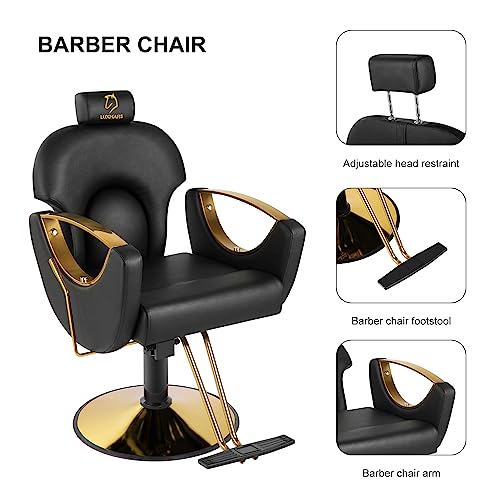 Reclining Barber Salon Chair Height Adjustable Hydraulic Pink k7m