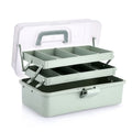 3-Layer Plastic Dividing Storage Box Craft Organizer and with Adjustable Spacers Portable Handled