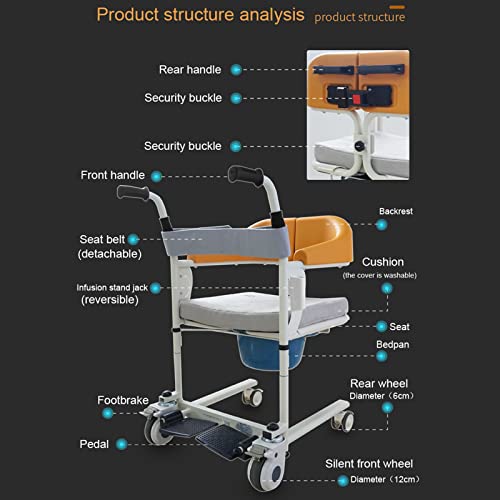 Patient Lift Wheelchair for Home Nursing Elderly Transfer 180° Split Seat 200 Lbs q7k
