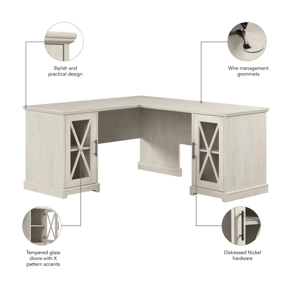 L-shaped Desk in Linen White Oak k7m