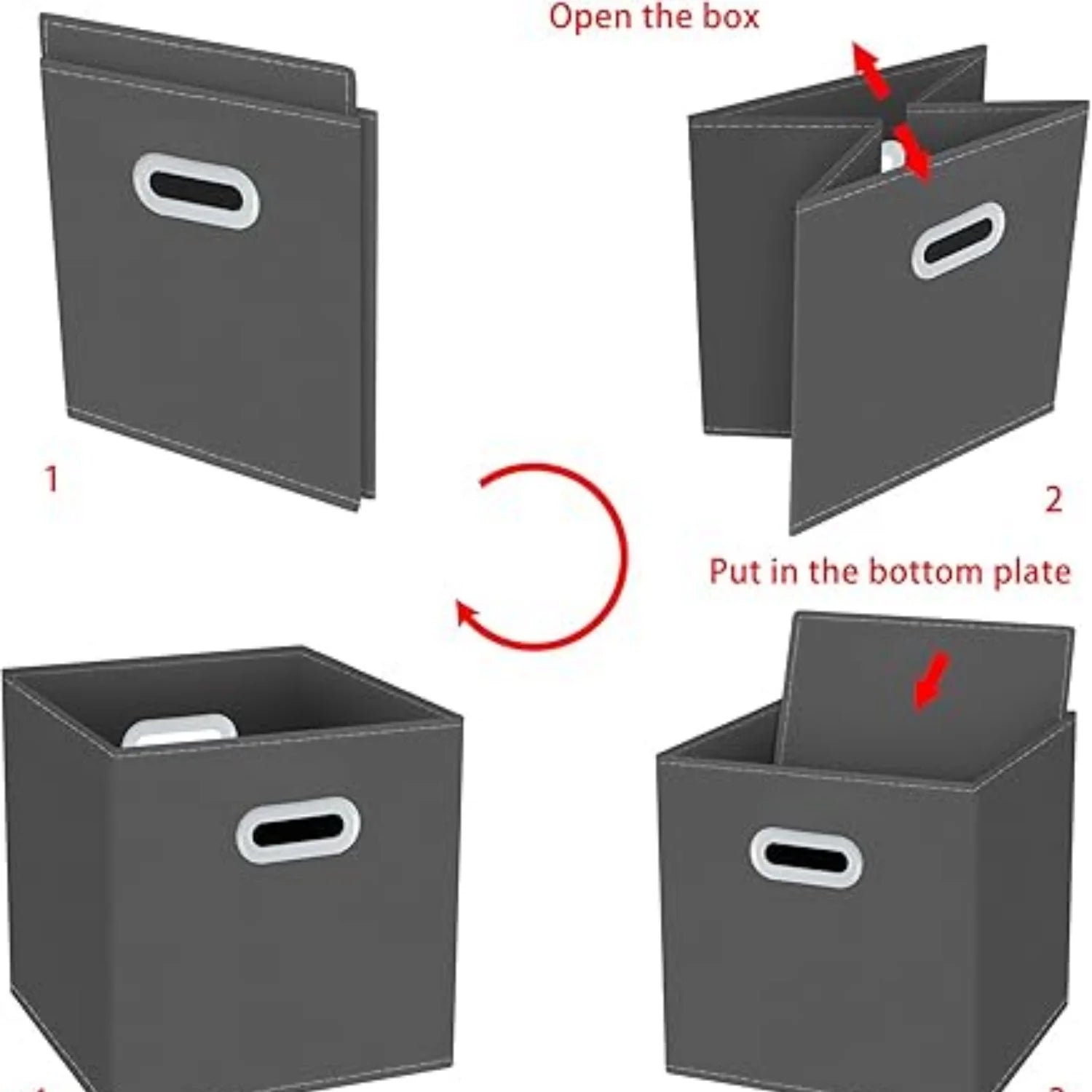 Fabric Cube Organizer with Handle, Foldable Storage Bins, 11x11x11, Set of 3 Gray a7