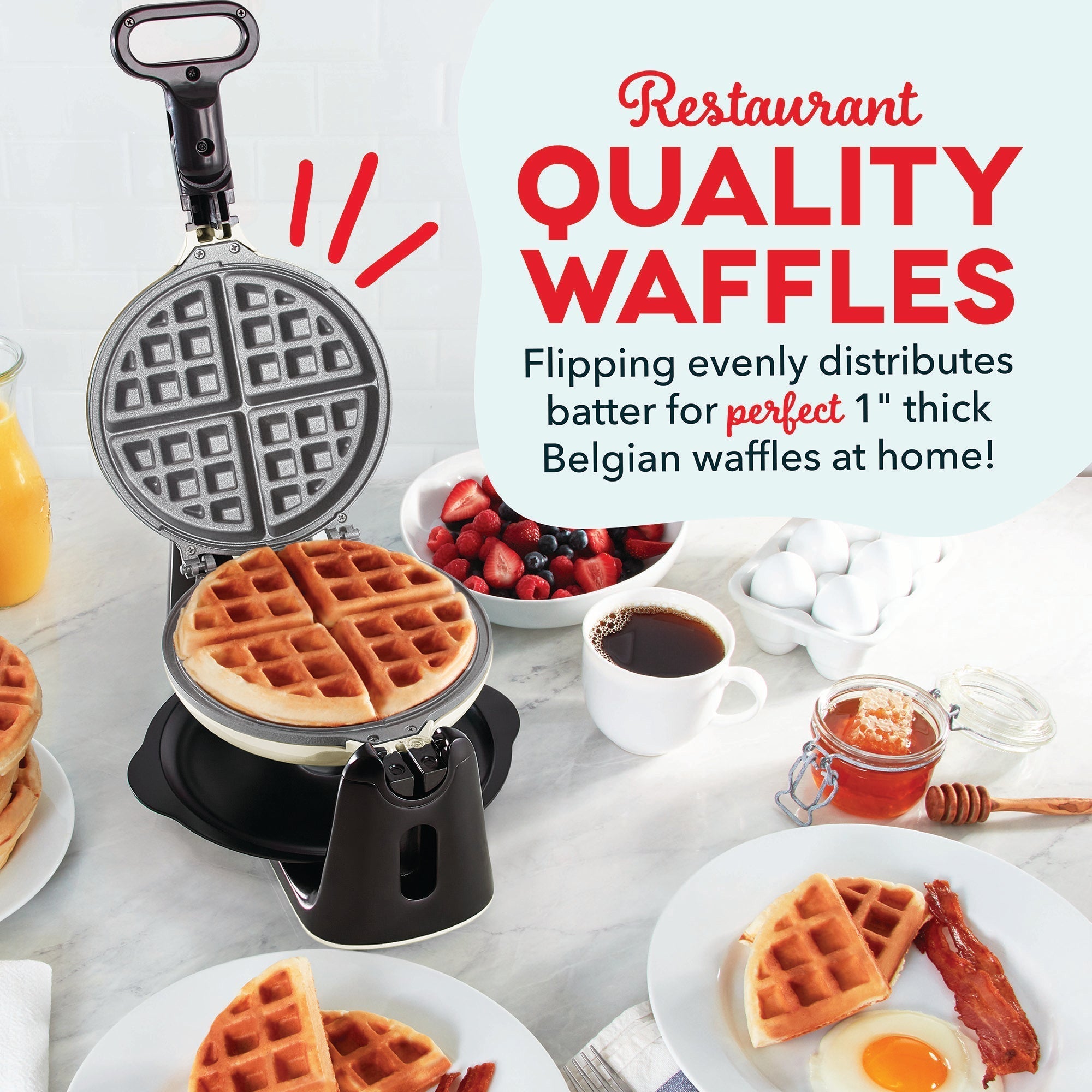 Ceramic Nonstick Flip Belgian Waffle Maker B6　f2 Bi