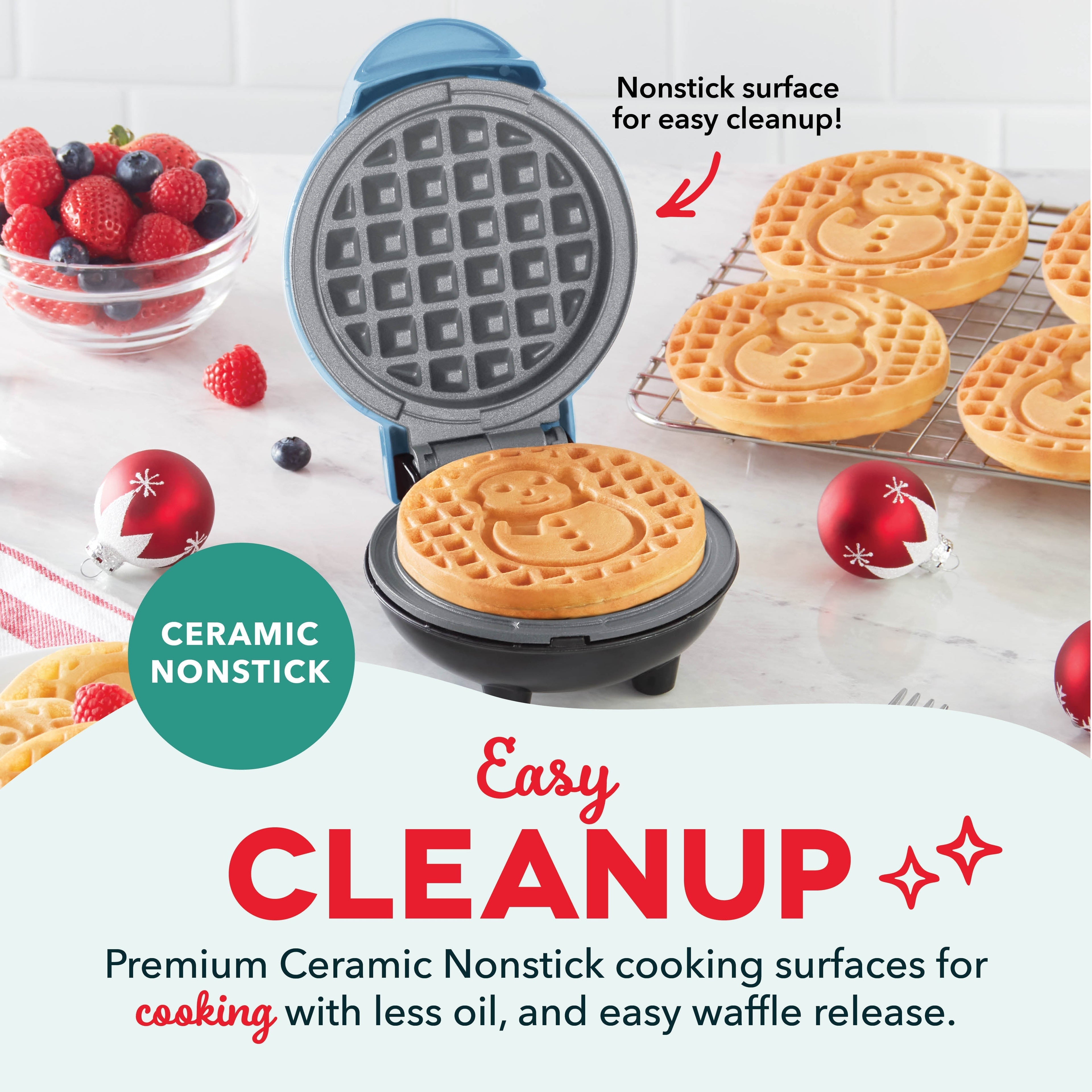 Ceramic Nonstick Snowman Mini Waffle Maker A6　Zr 4K