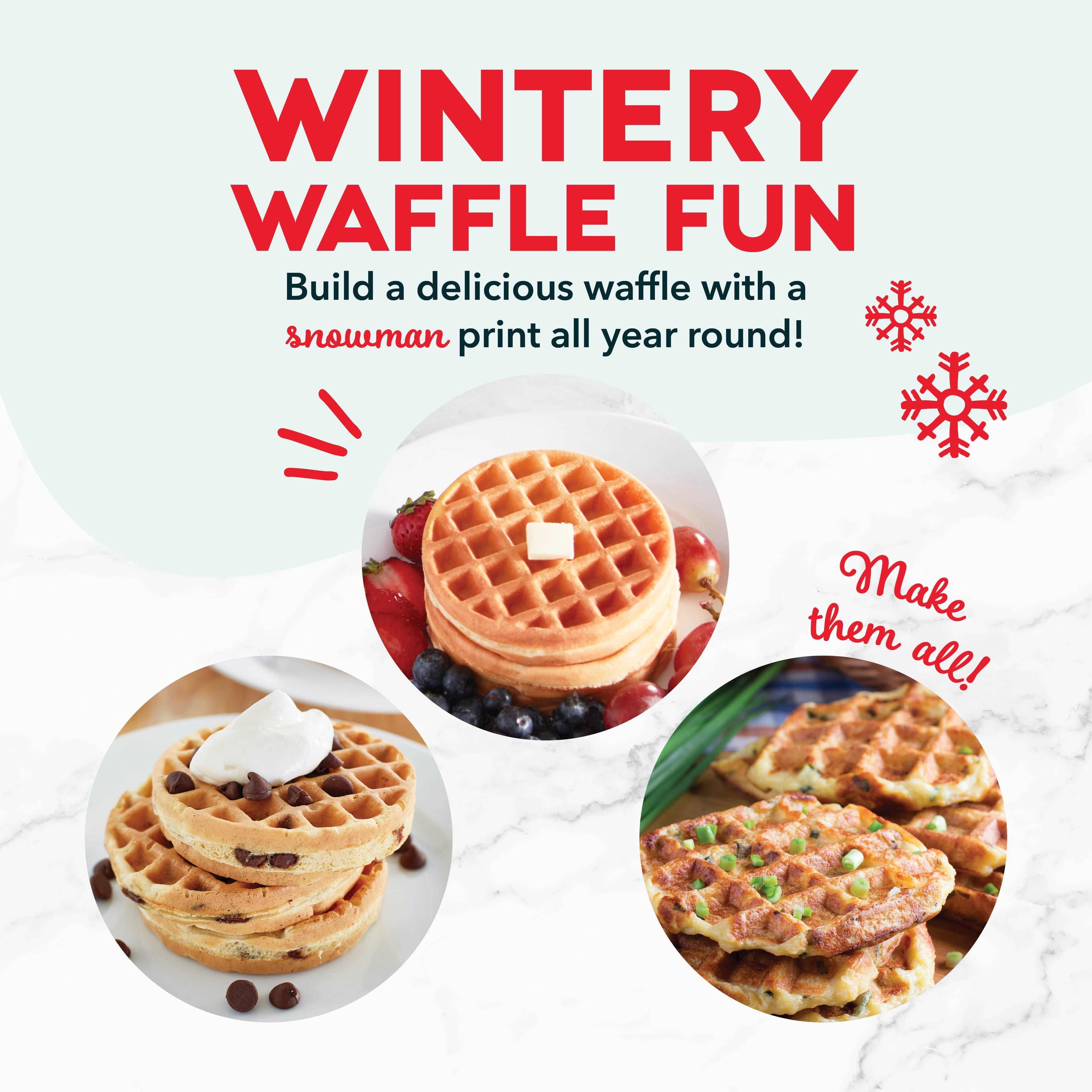 Ceramic Nonstick Snowman Mini Waffle Maker A6　Zr 4K