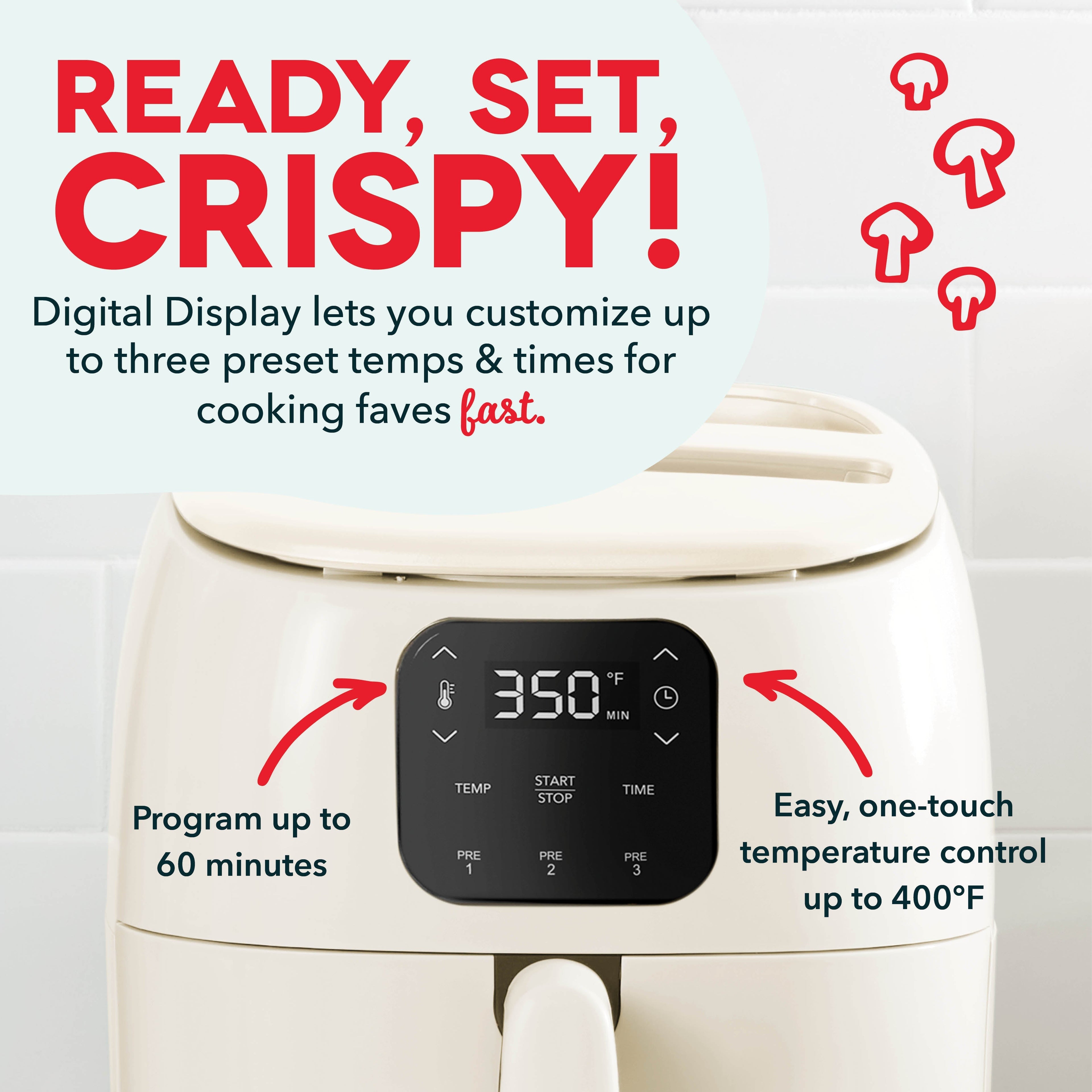 Ceramic Nonstick Tasti-Crisp Digital Air Fryer 2.6 Qt. S7　Yf oS