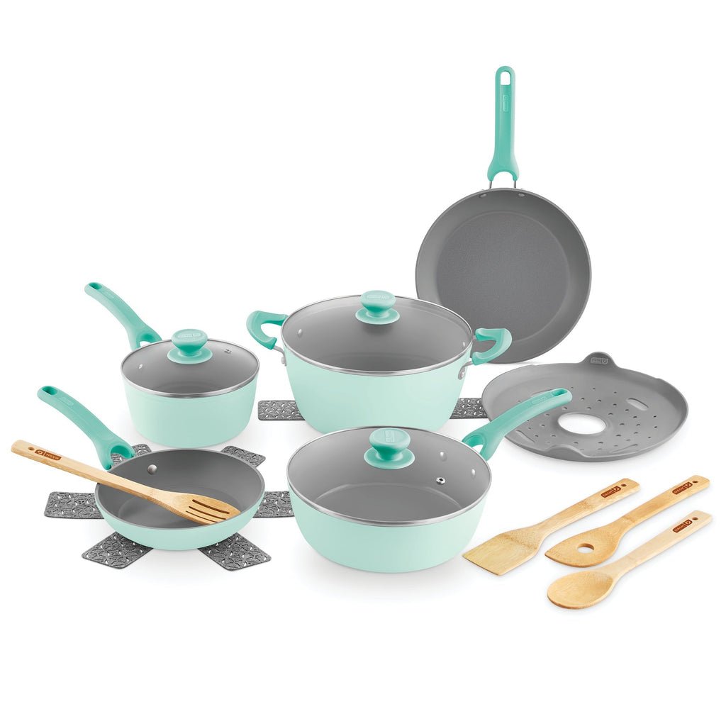 Dream Green Recycled Aluminum 15pc Cookware Set F0　H6 Bi