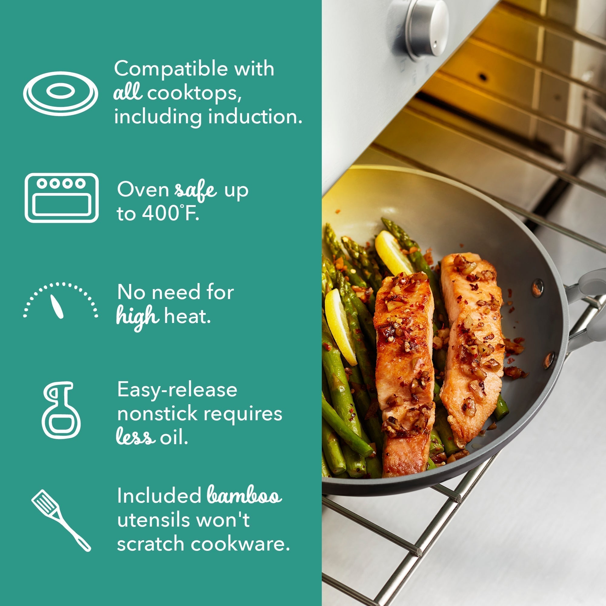 Dream Green Recycled Aluminum 15pc Cookware Set F0　H6 Bi