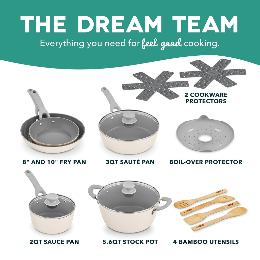 Dream Green Recycled Aluminum 15pc Cookware Set F0　H6 Bi