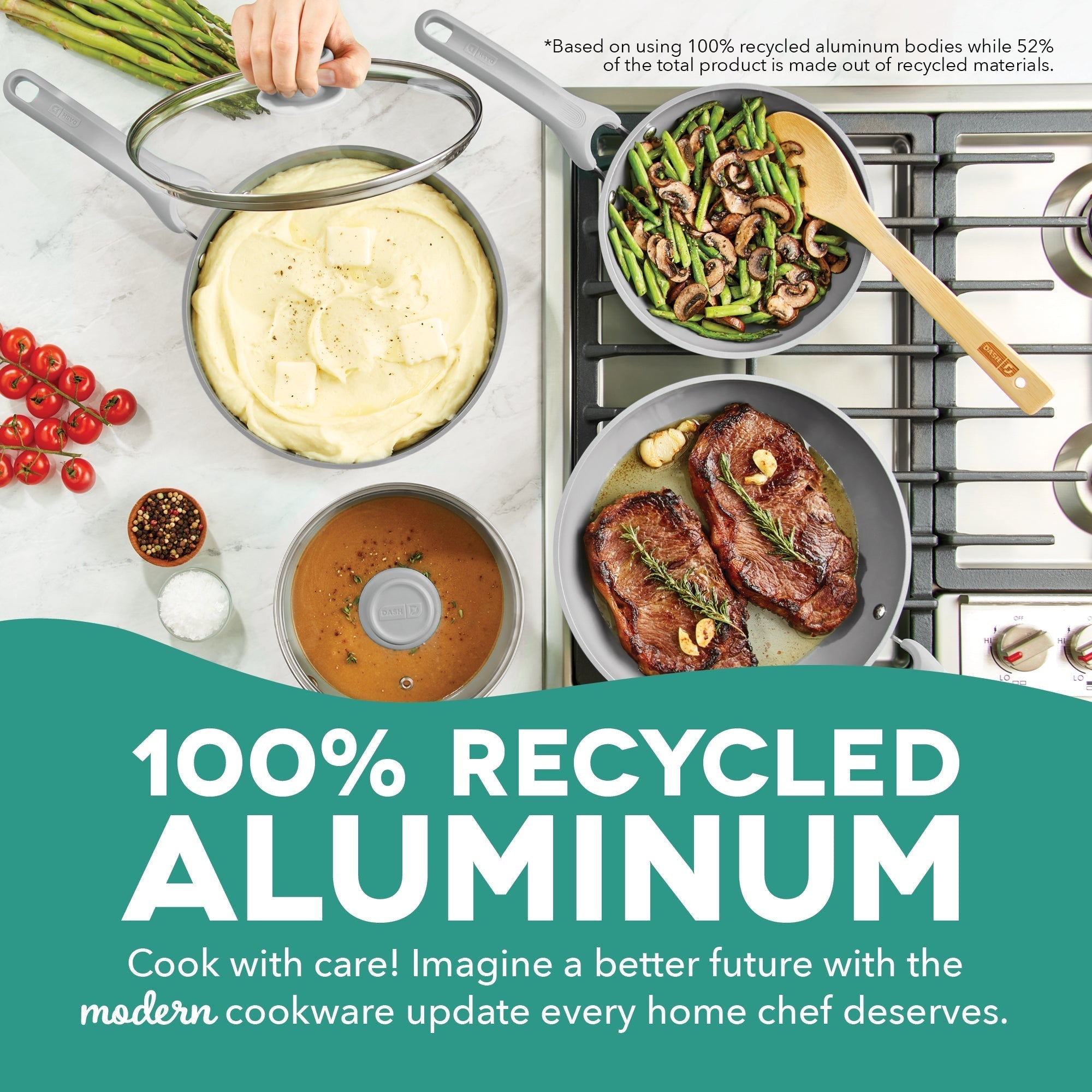 Dream Green Recycled Aluminum 15pc Cookware Set F0　H6 Bi