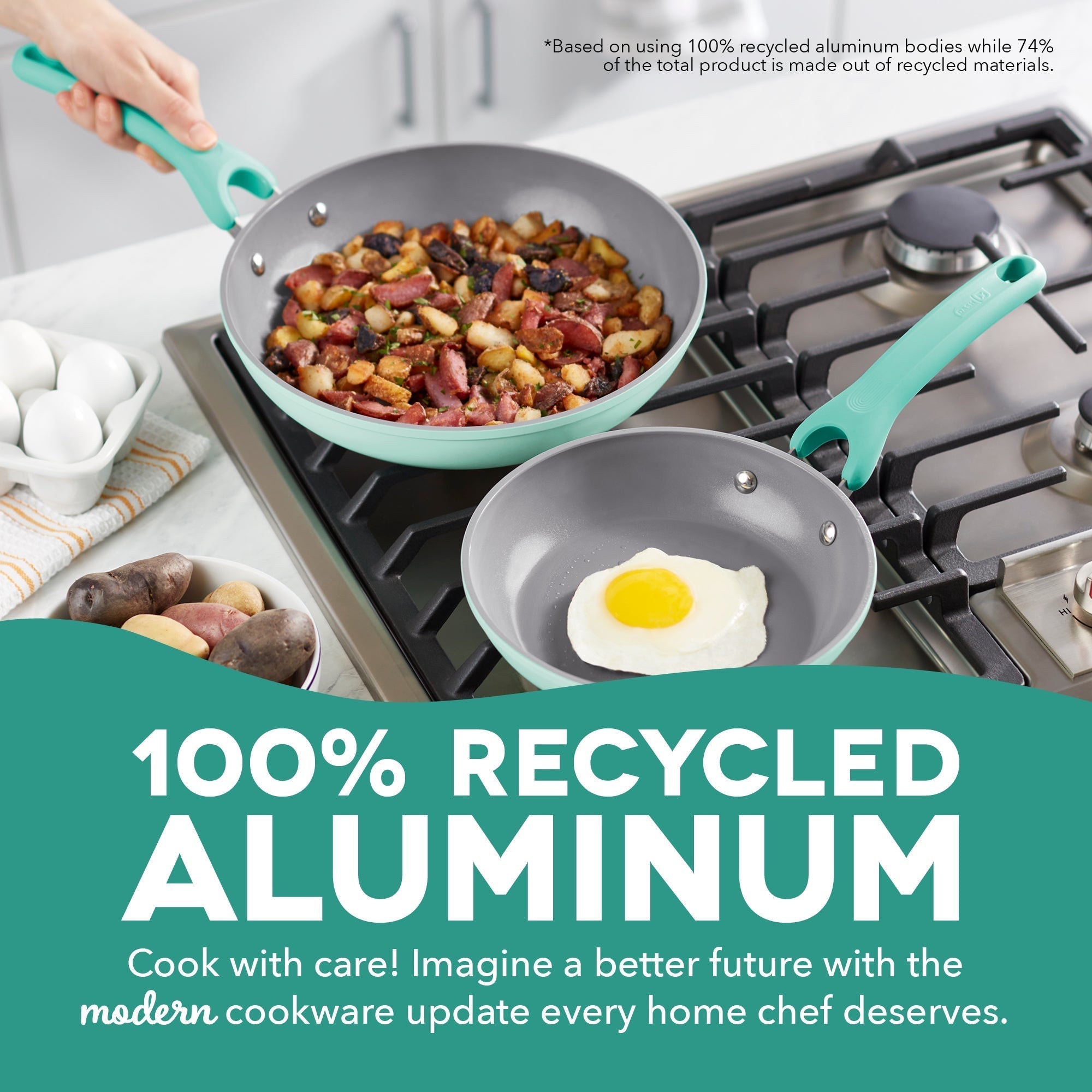 Dream Green Recycled Aluminum 9.5"/11" Fry Pan Set I7　Oy Dp