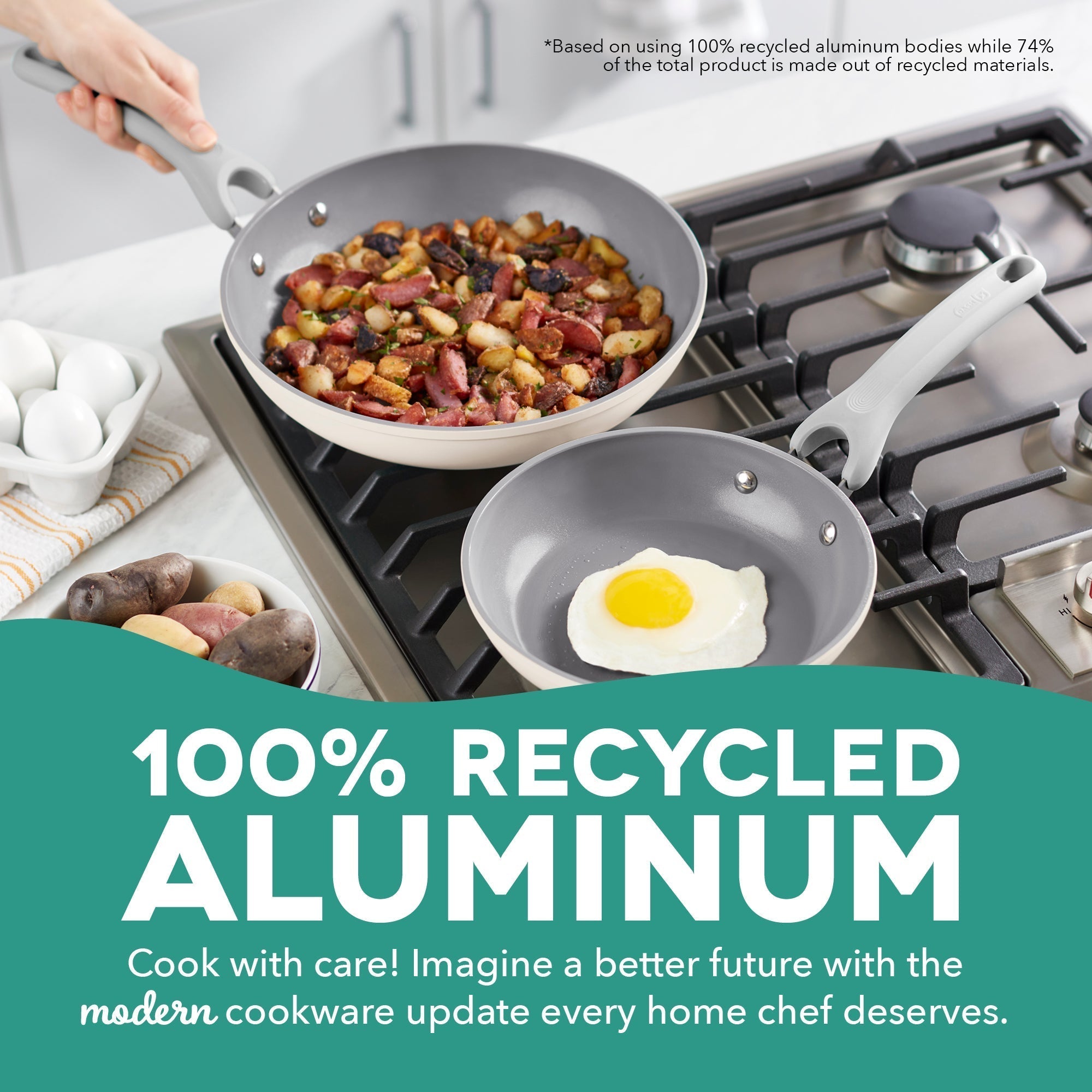 Dream Green Recycled Aluminum 9.5"/11" Fry Pan Set I7　Oy Dp