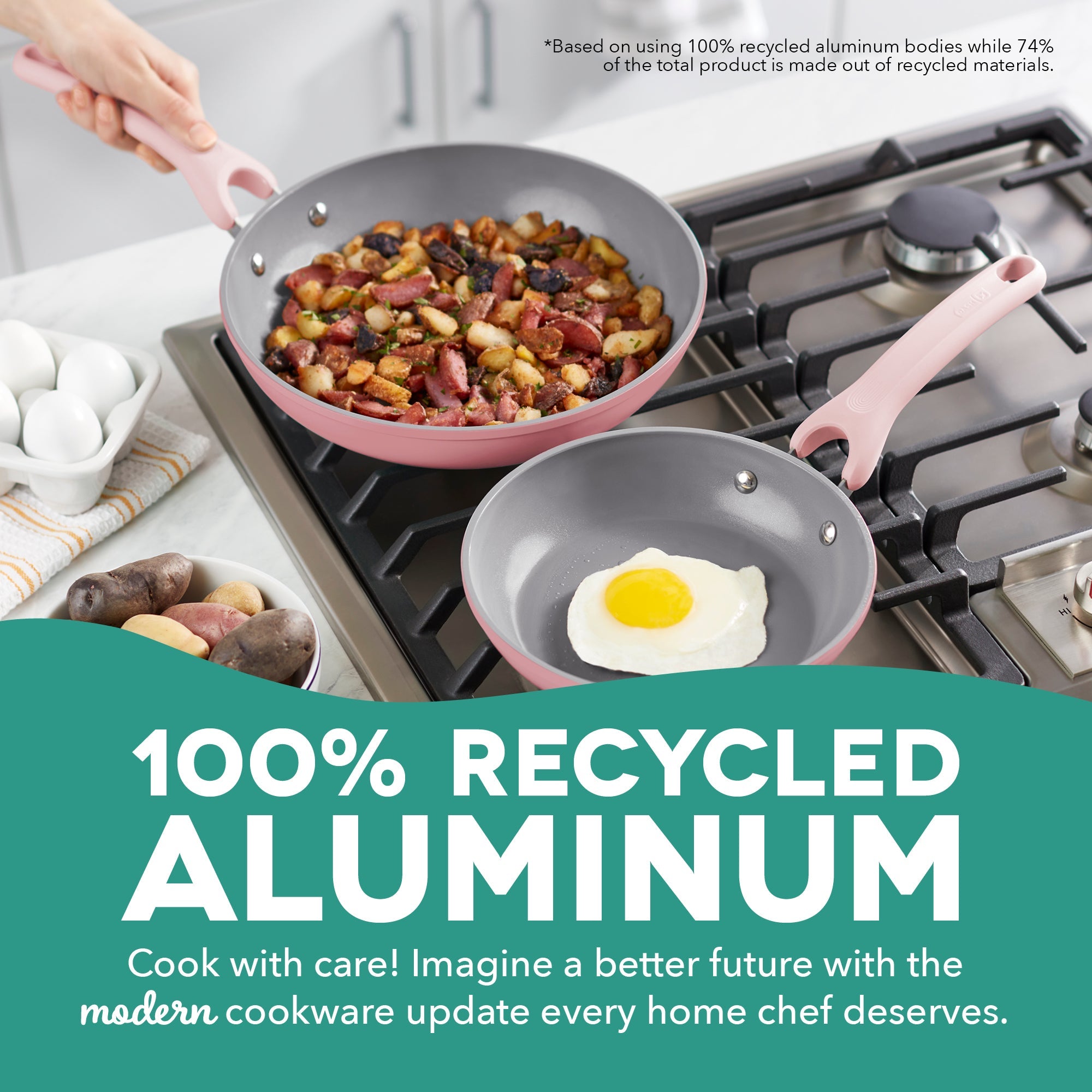 Dream Green Recycled Aluminum 9.5"/11" Fry Pan Set I7　Oy Dp