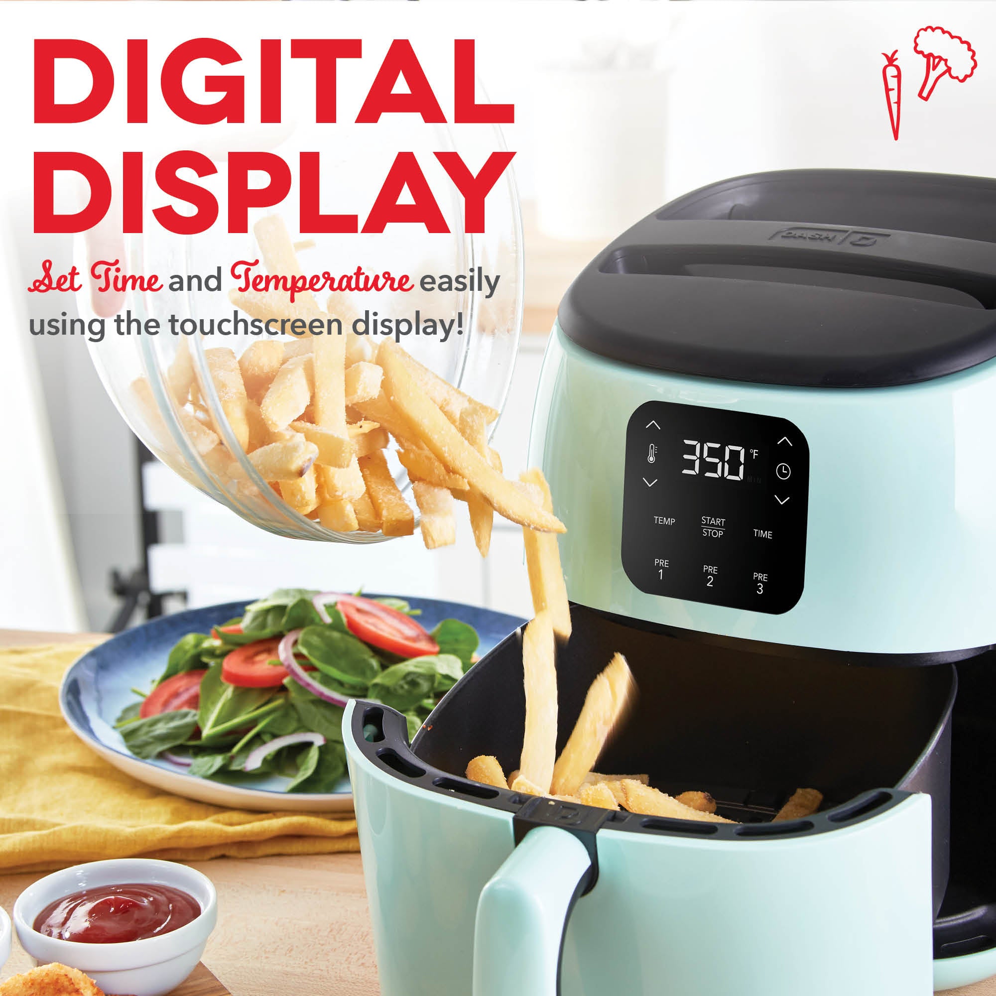 Digital Tasti-Crisp Air Fryer 2.6QT Q3　fz Xv