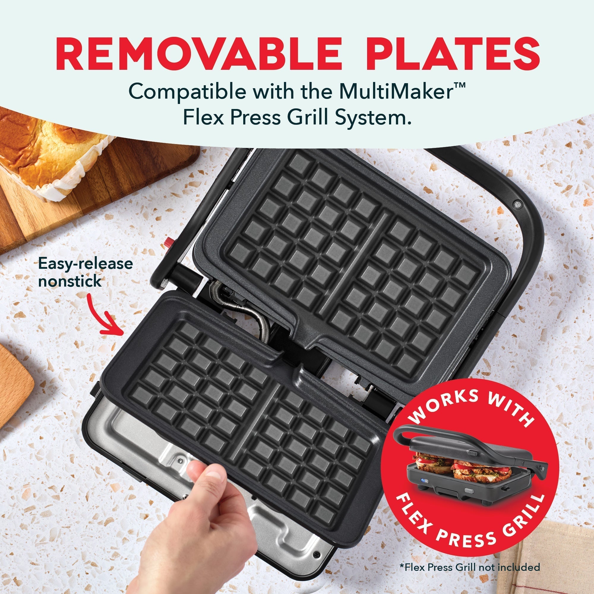 Flex Press Grill System 2pc Plate Pack Waffle X2　W1 f2