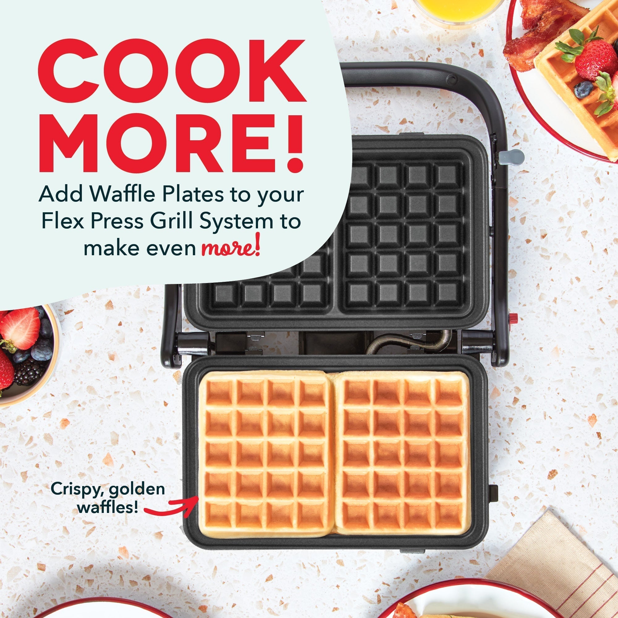 Flex Press Grill System 2pc Plate Pack Waffle X2　W1 f2