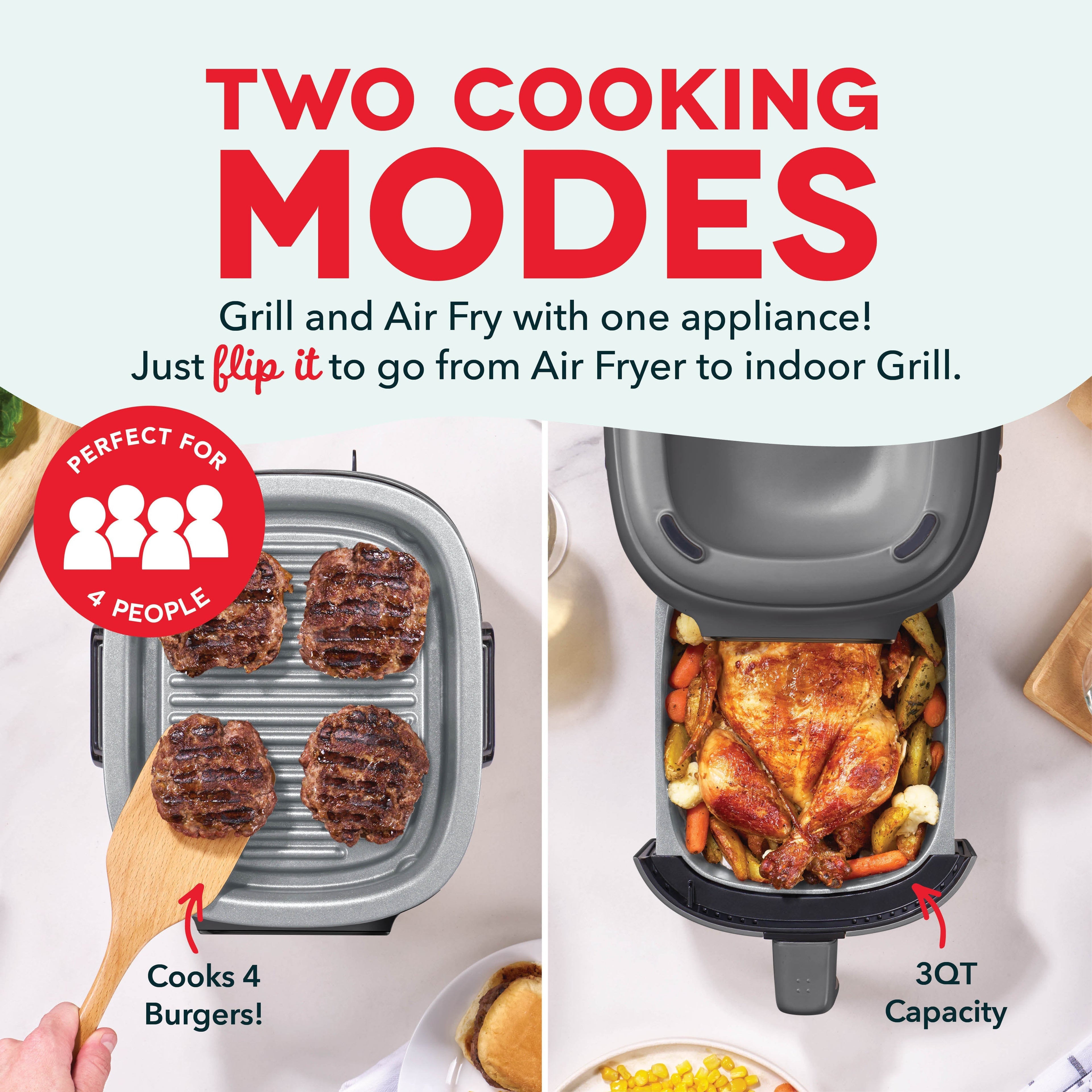 Flip & Fry Digital 2-in-1 Grill + Air Fryer Q4　Po uH