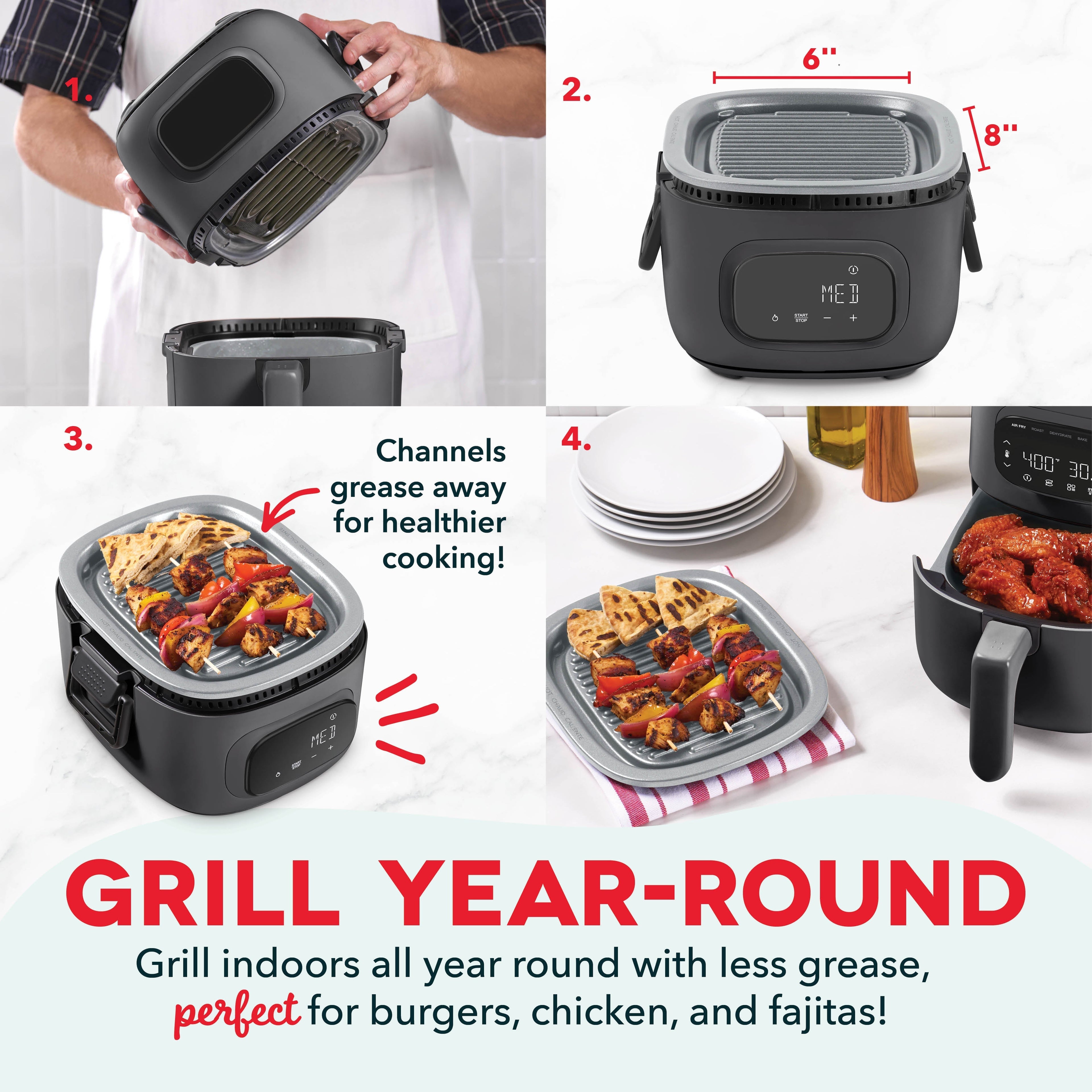 Flip & Fry Digital 2-in-1 Grill + Air Fryer Q4　Po uH
