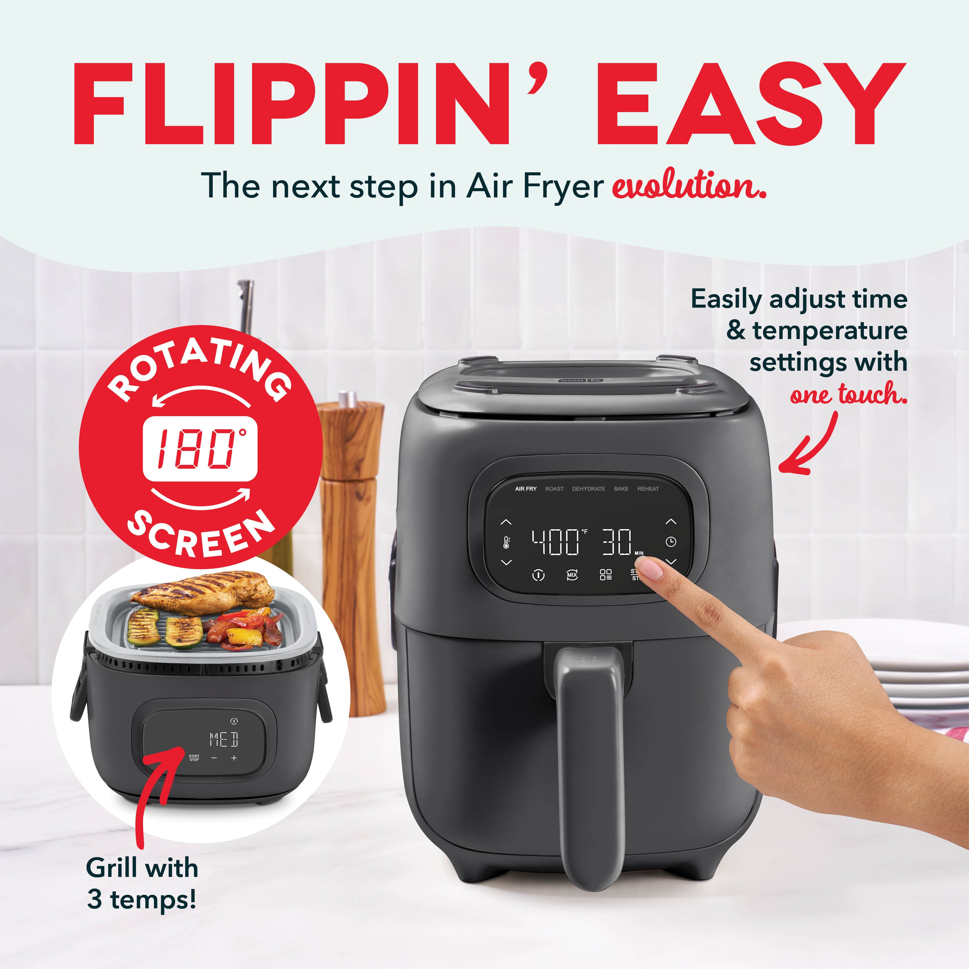 Flip & Fry Digital 2-in-1 Grill + Air Fryer Q4　Po uH