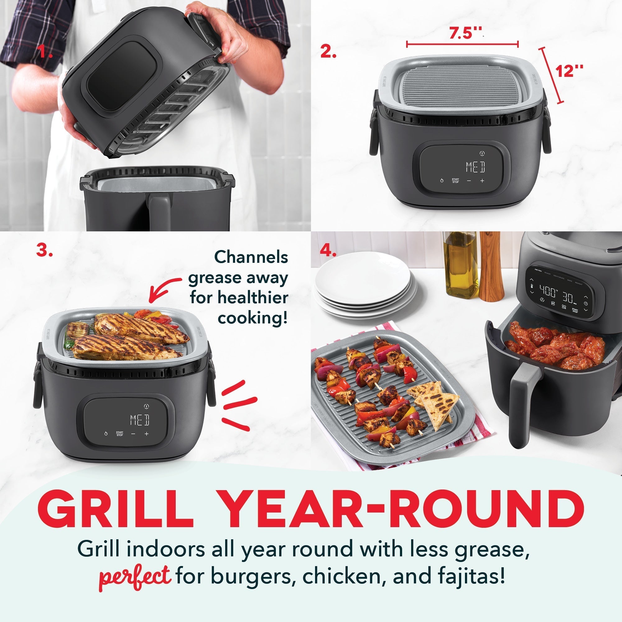 Flip & Fry Digital 2-in-1 Grill + Air Fryer Q4　Po uH