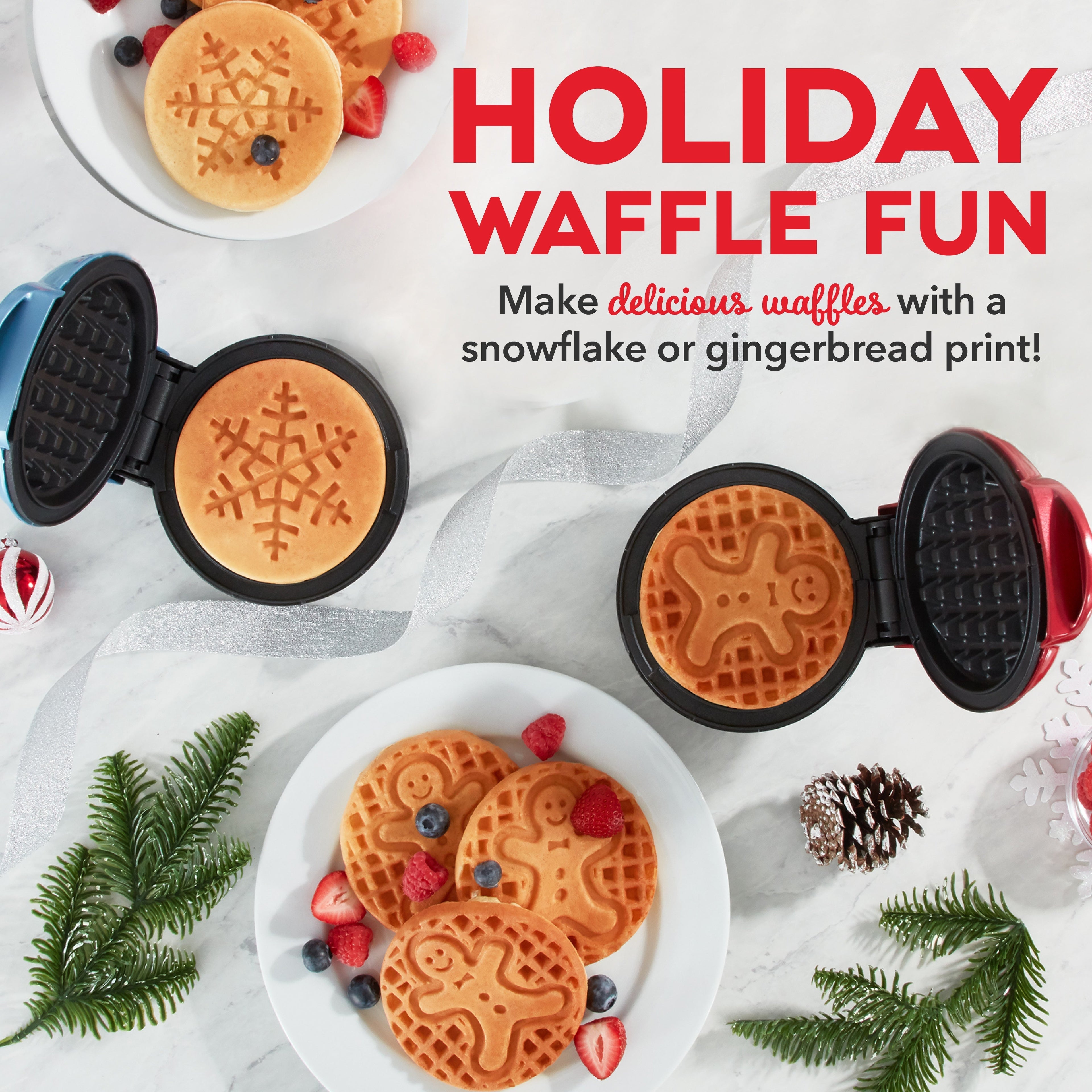 Holiday Mini Waffle Maker 2-Pack C1　Ak WK